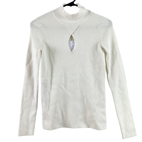 NWT Lovers + Friends Niko Keyhole Cutout Mock Turtleneck Sweater Ivory Large - Picture 6 of 9